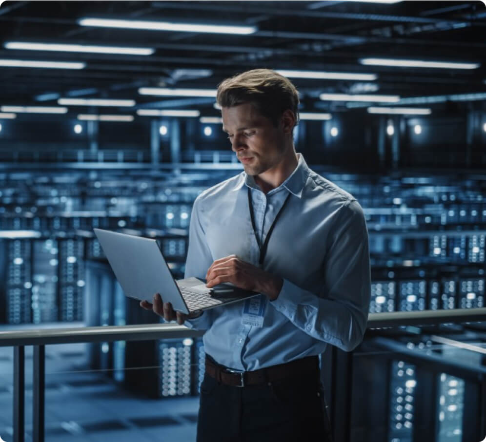 Man on server room