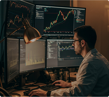 Man trading on couch